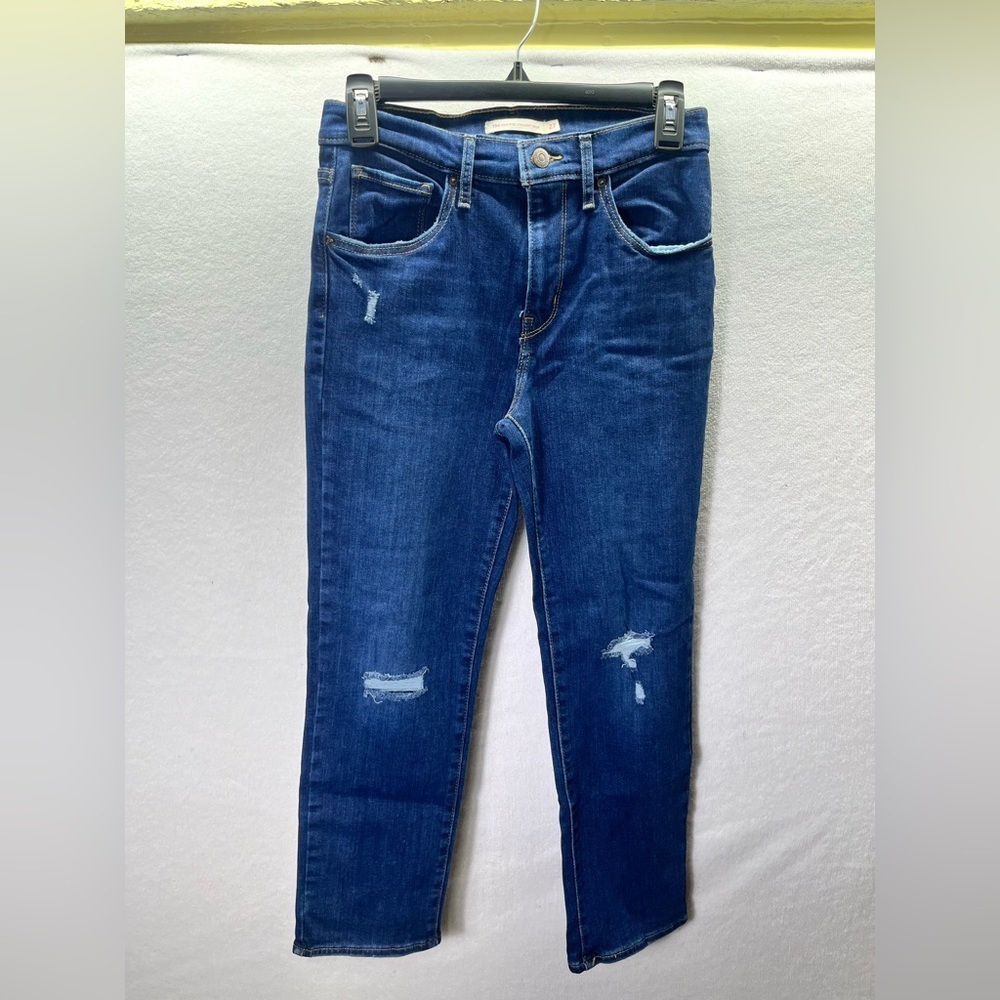 Levi’s‎ 724 High Rise Straight Crop Distressed Jeans Womens 27 waist Denim 2541